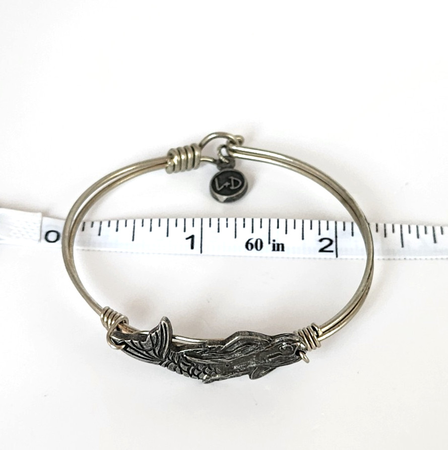 Luca + Danni Mermaid Wire Bangle Bracelet Silver Tone Made in USA Nautical Beach