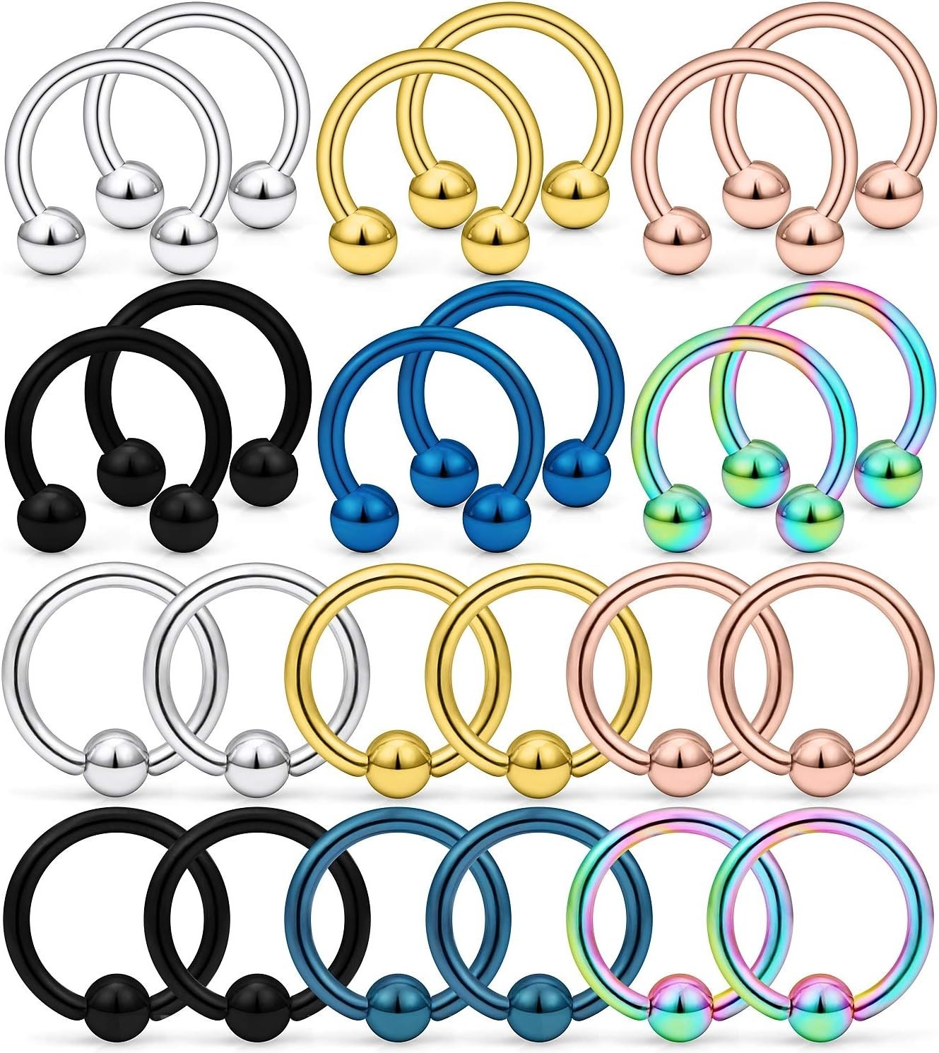 14G Septum Nose Rings Eyebrow lip Rings Lobe Earrings Hoop 316L Surgical Stee…