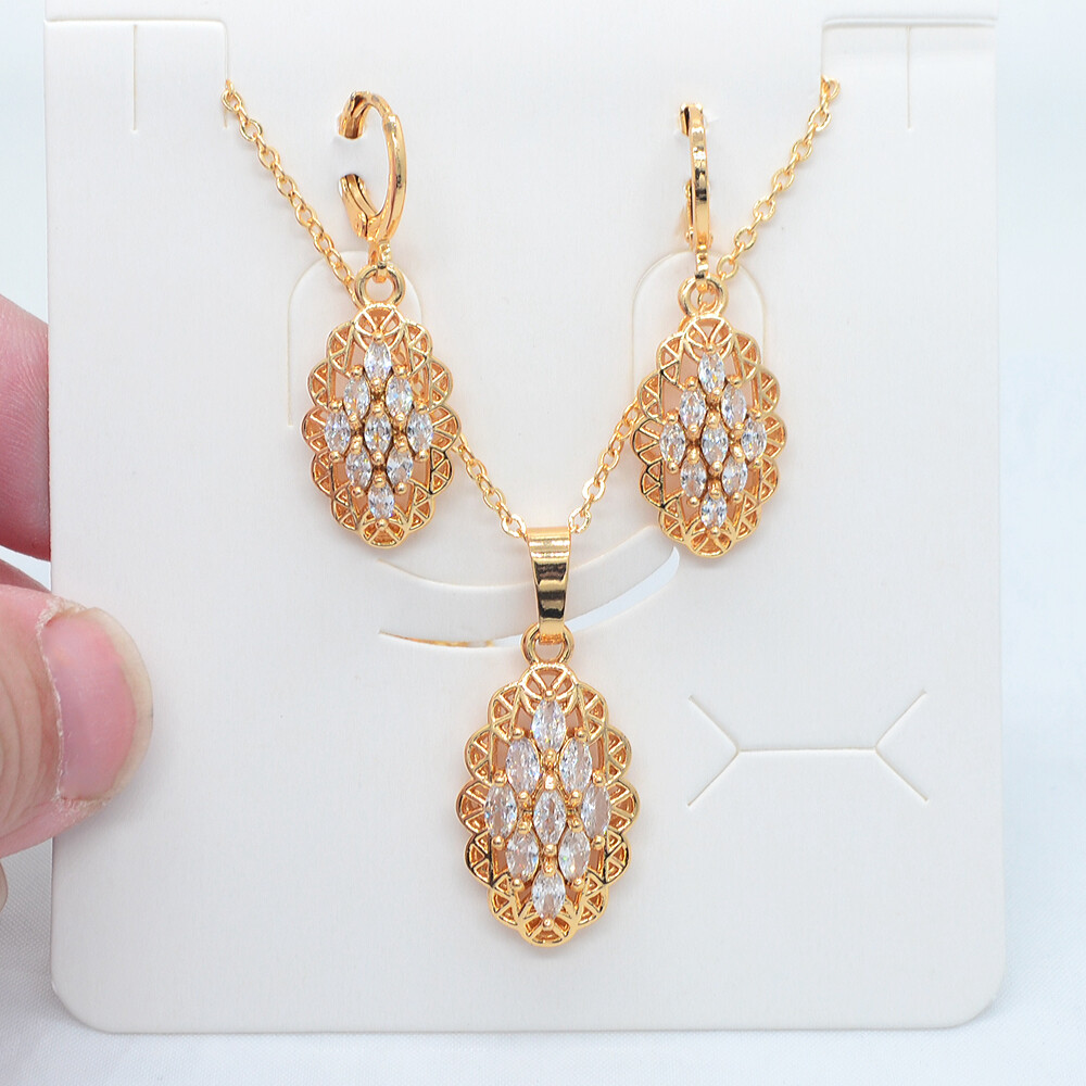 18K Yellow Gold Filled Women Multicolor Rainbow Topaz Party Jewelry Set