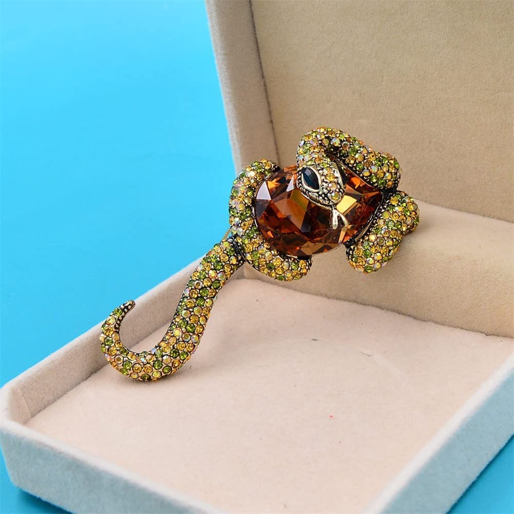 Animal Enamel Pins Large Snake and Stone Lapel Brooches Women And Men Unisex Fun
