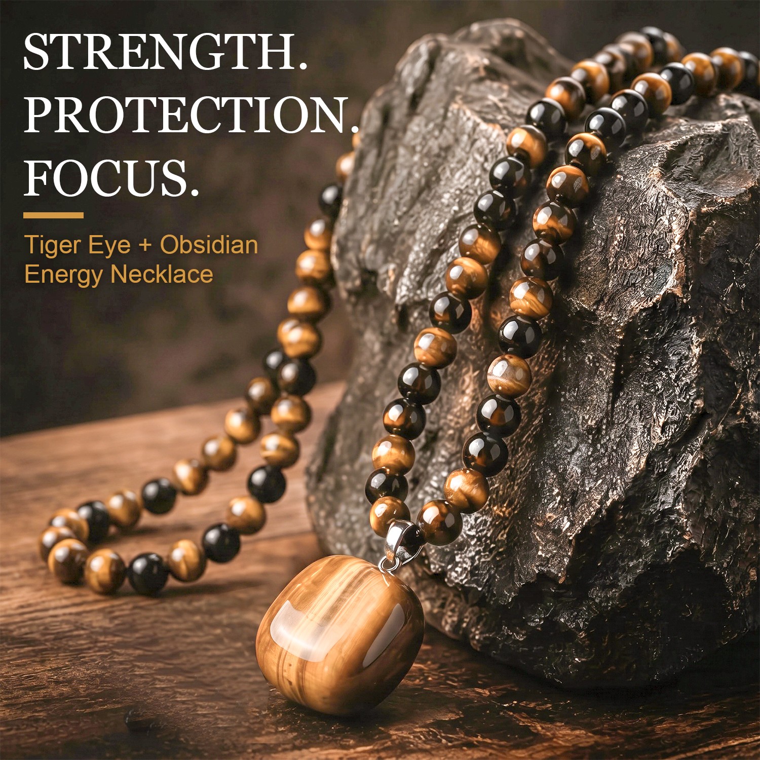 Money Attraction Necklace & Tiger Eye Pendant Healing Crystal Stone Jewelry Gift