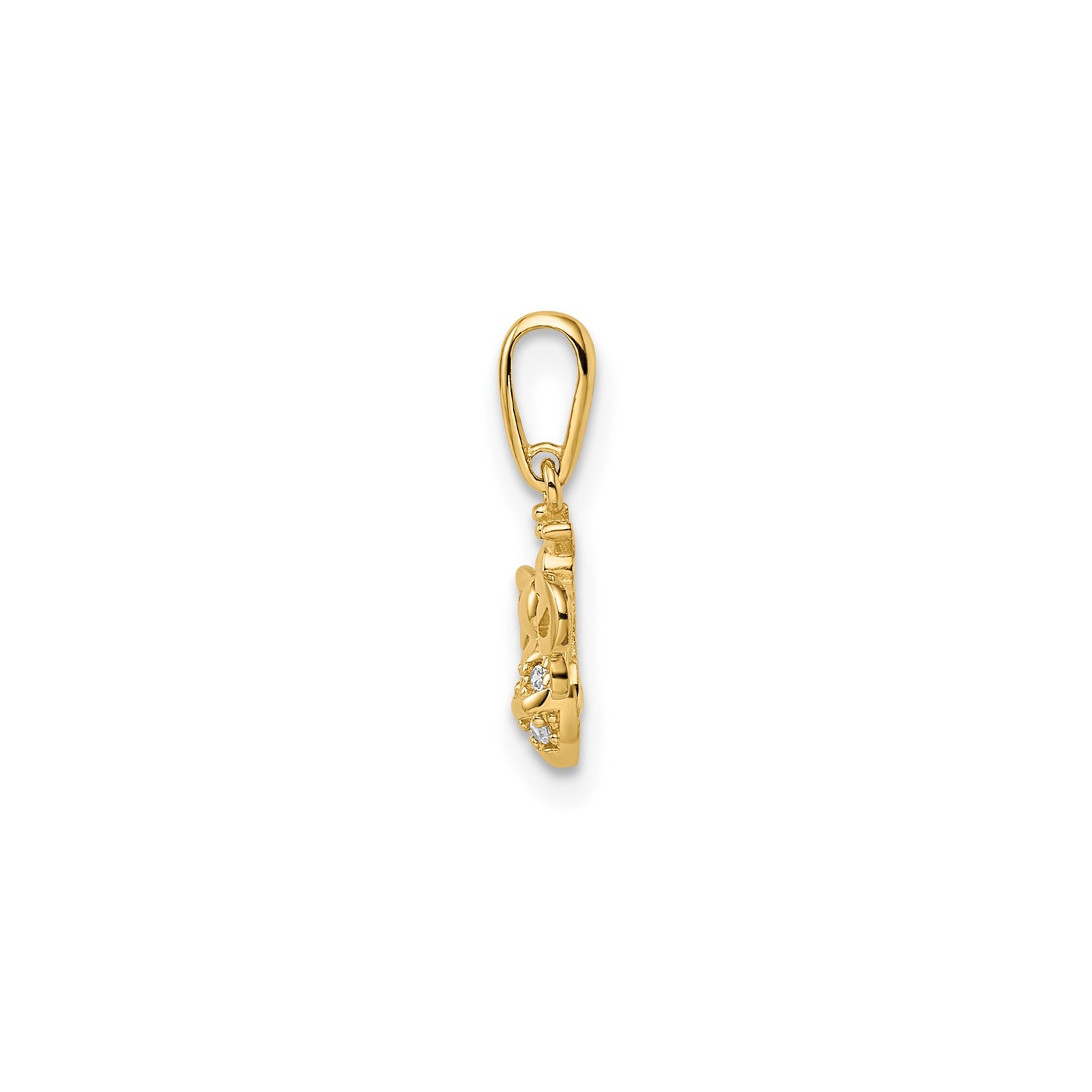 14k Yellow Gold Bee Pendant Diamond Honeybee Charm Fine Jewelry for Women