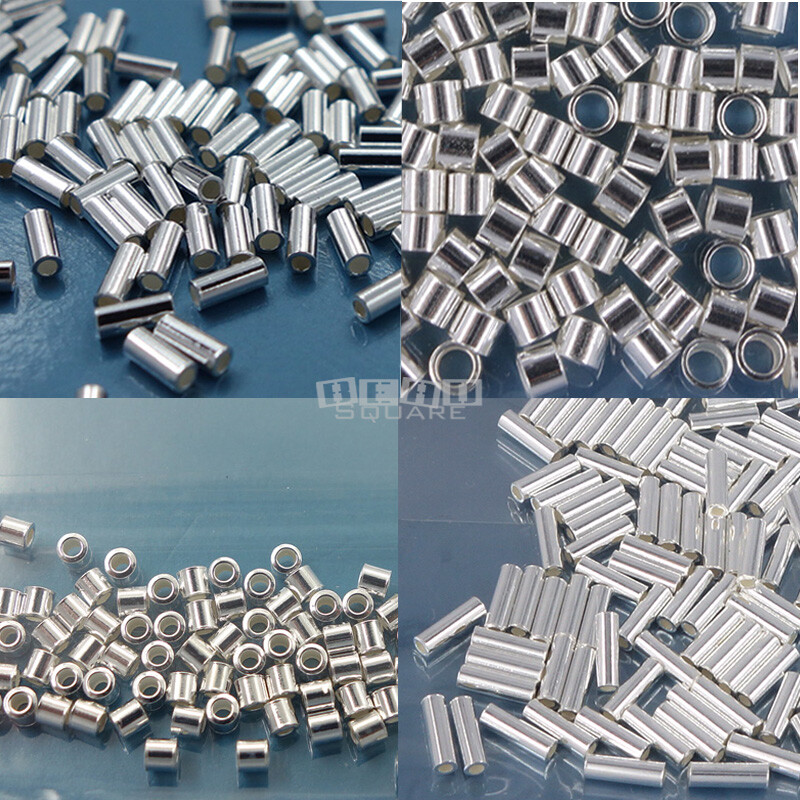 100PC Solid Sterling Silver Tube Spacers / End Crimp Beads [1.5mm – 5mm]