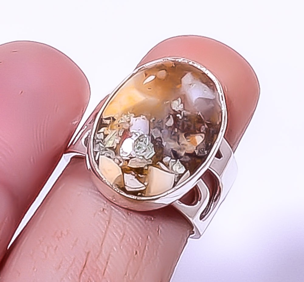 Brecciated Mookaite – Australia 925 Silver Plated Jewelry Ring s.6 A319