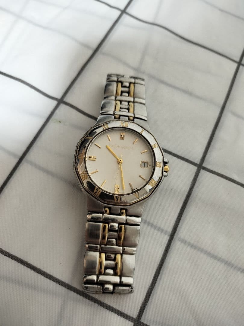Men’s Yves Saint Laurent watch, two-tone, working condition.