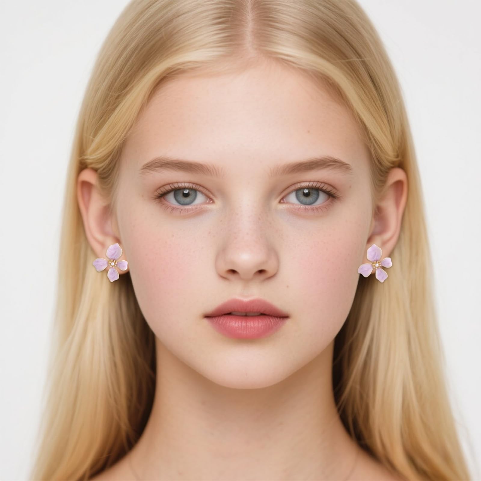 Flower Stud Earrings, Small Irregular Petal Medium, as shown in the picture