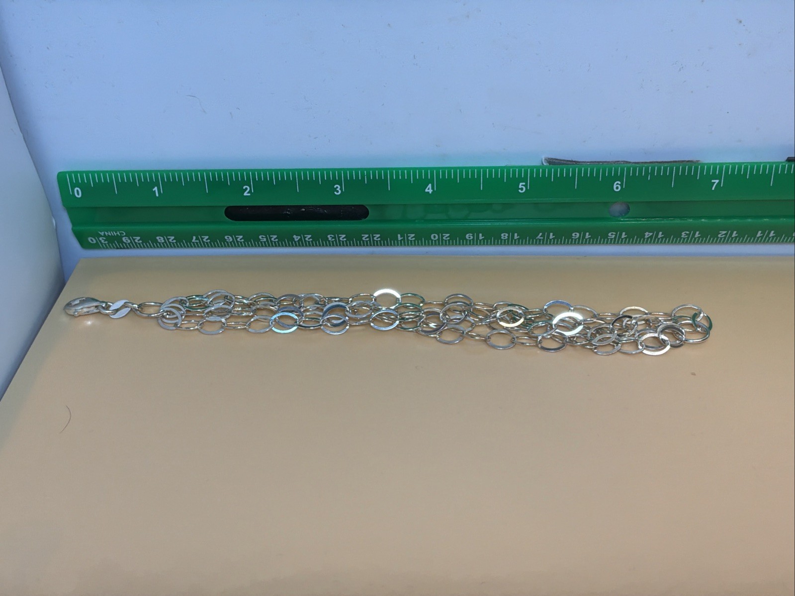 Miler Sterling silver flat oval links 5 rows chain bracelet 7 Inch ITALY
