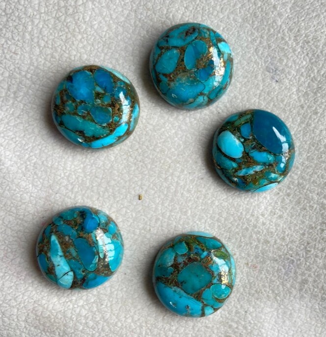 [WHOLESALE] BLUE COPPER TURQUOISE CABOCHON ROUND SHAPE LOOSE GEMSTONE