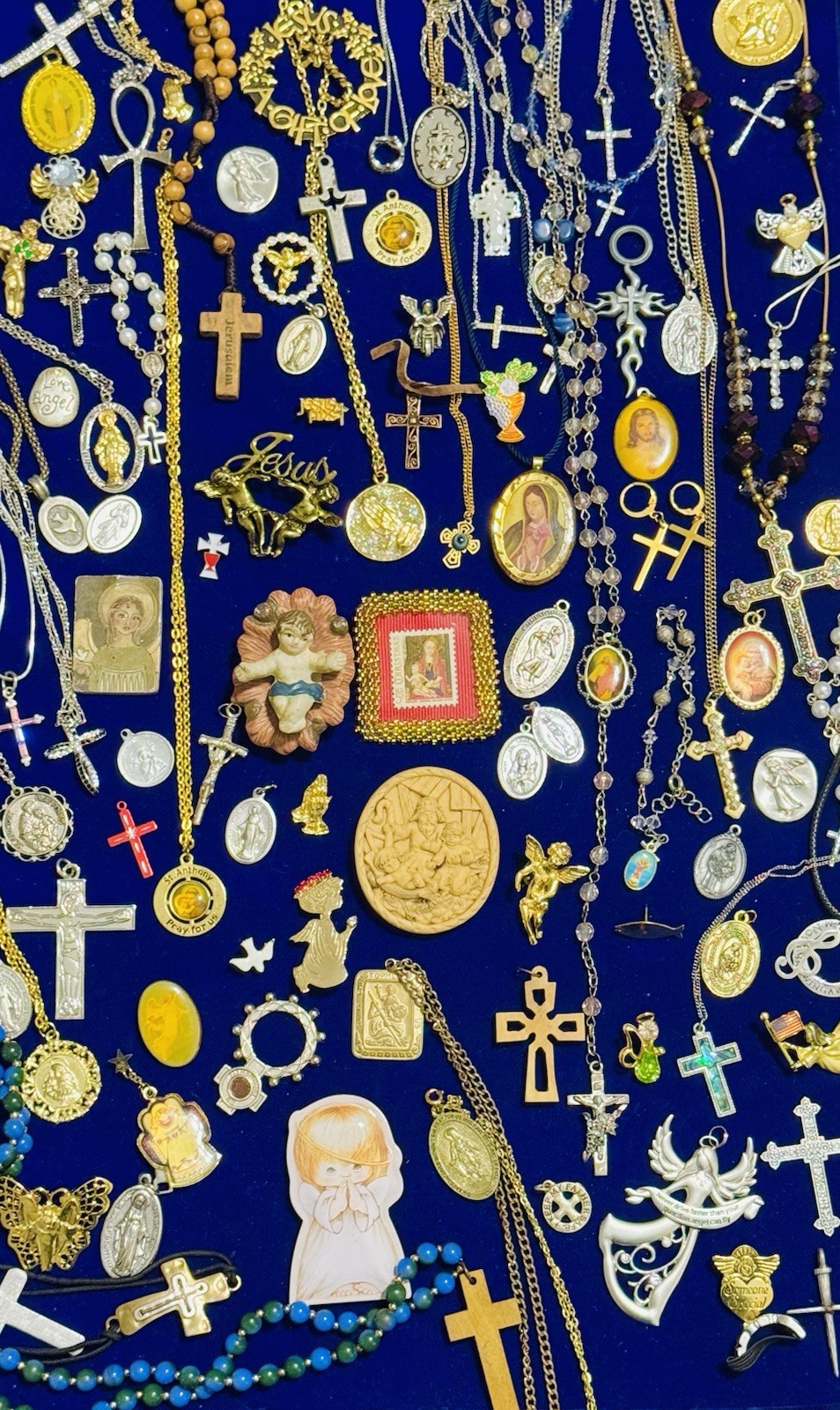 Vintage Modern Religious Cross Necklace Jewelry Lot 115+ Italy Germany Bethlehem