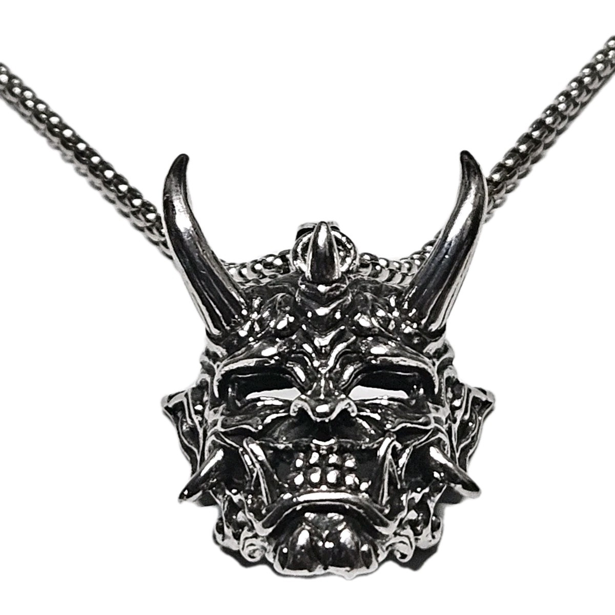 Men’s Stainless Steel Evil Demon Skull Pendant Box Chain Punk Necklace 5-1