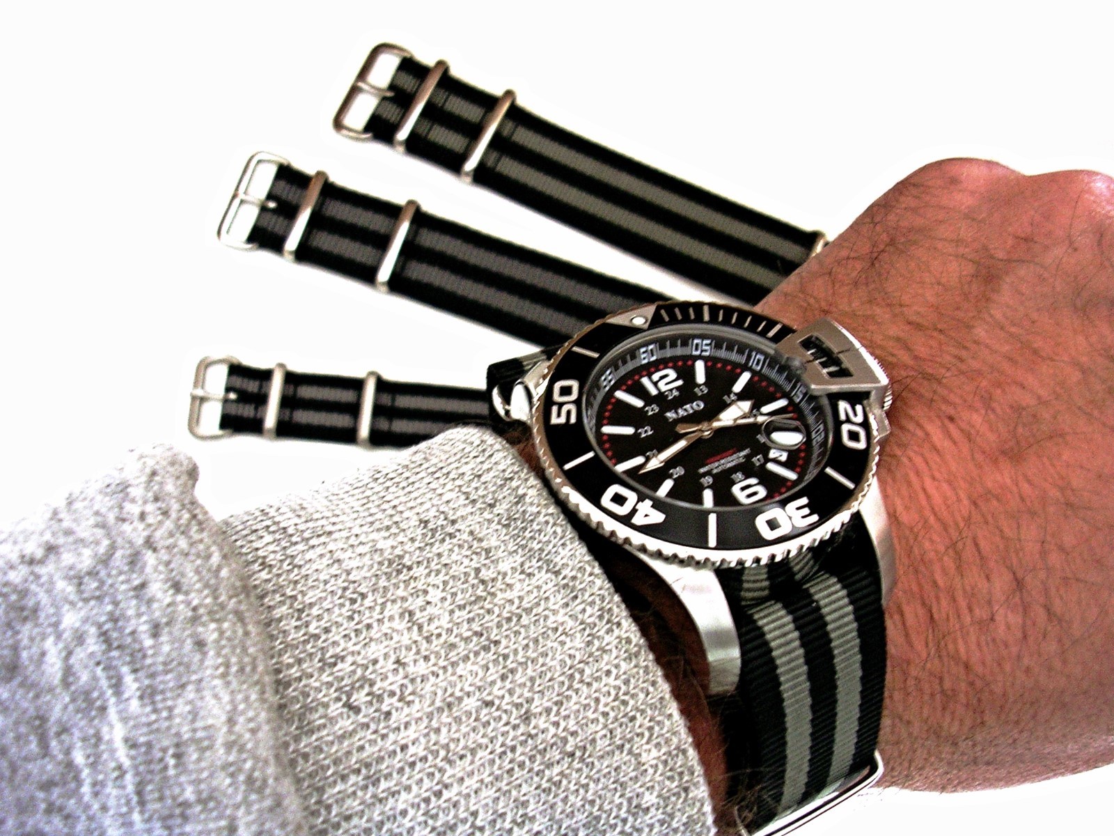 24mm Bonded striped NATO G10 military Pilot watch band strap 2 pak RAF IW SUISSE