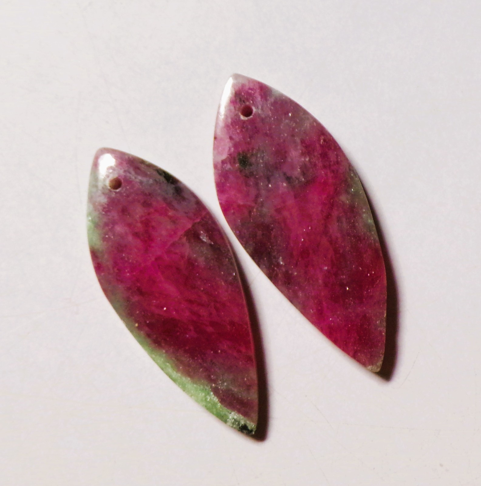 50.85 Cts Natural Ruby Zoisite Drilled Cabochon Match Pair Gemstone 38.3X16MM 53