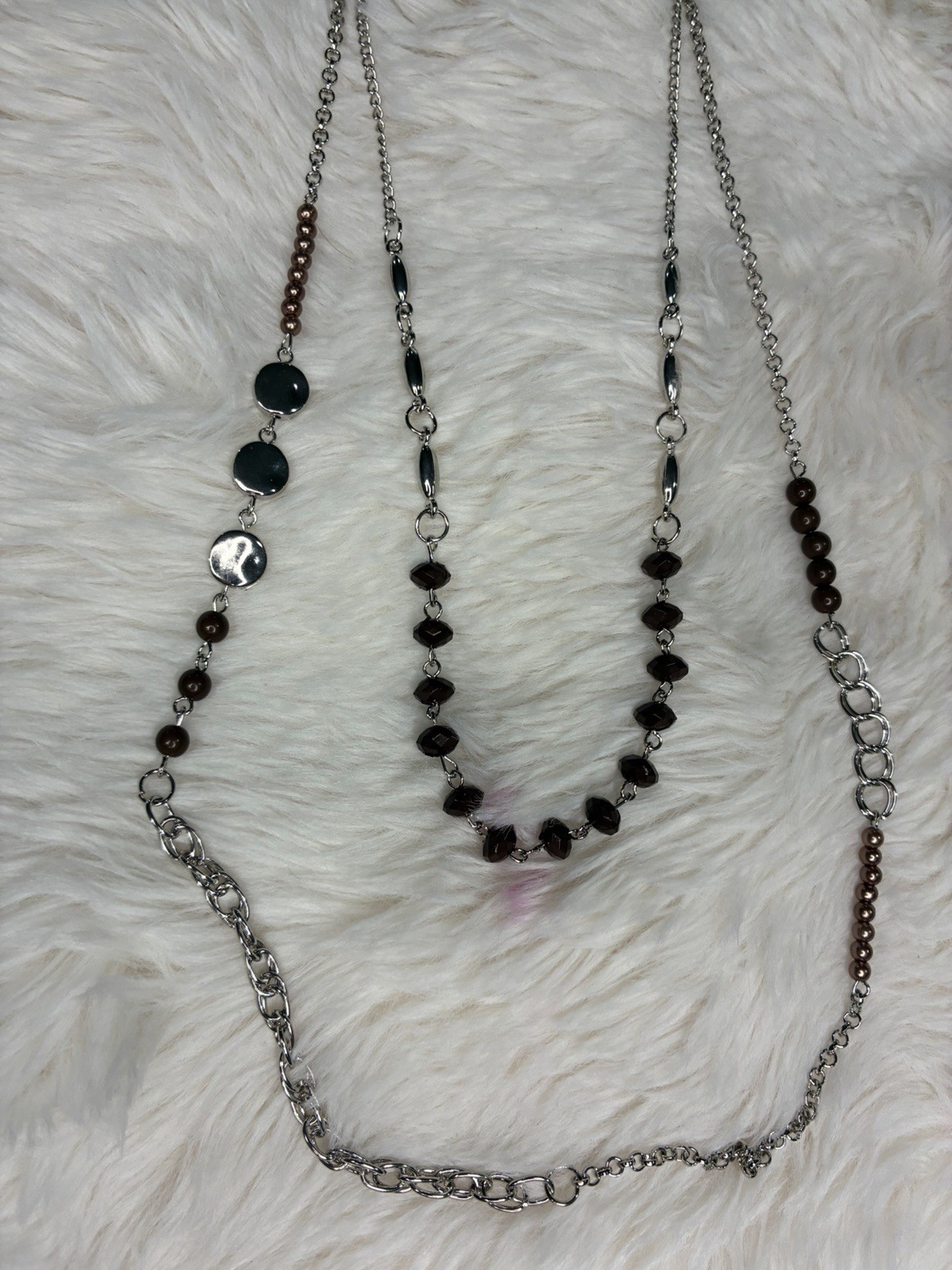 Paparazzi Silver Tone Cable Chain Beaded Necklace w/ Black Animal Charm, Adj