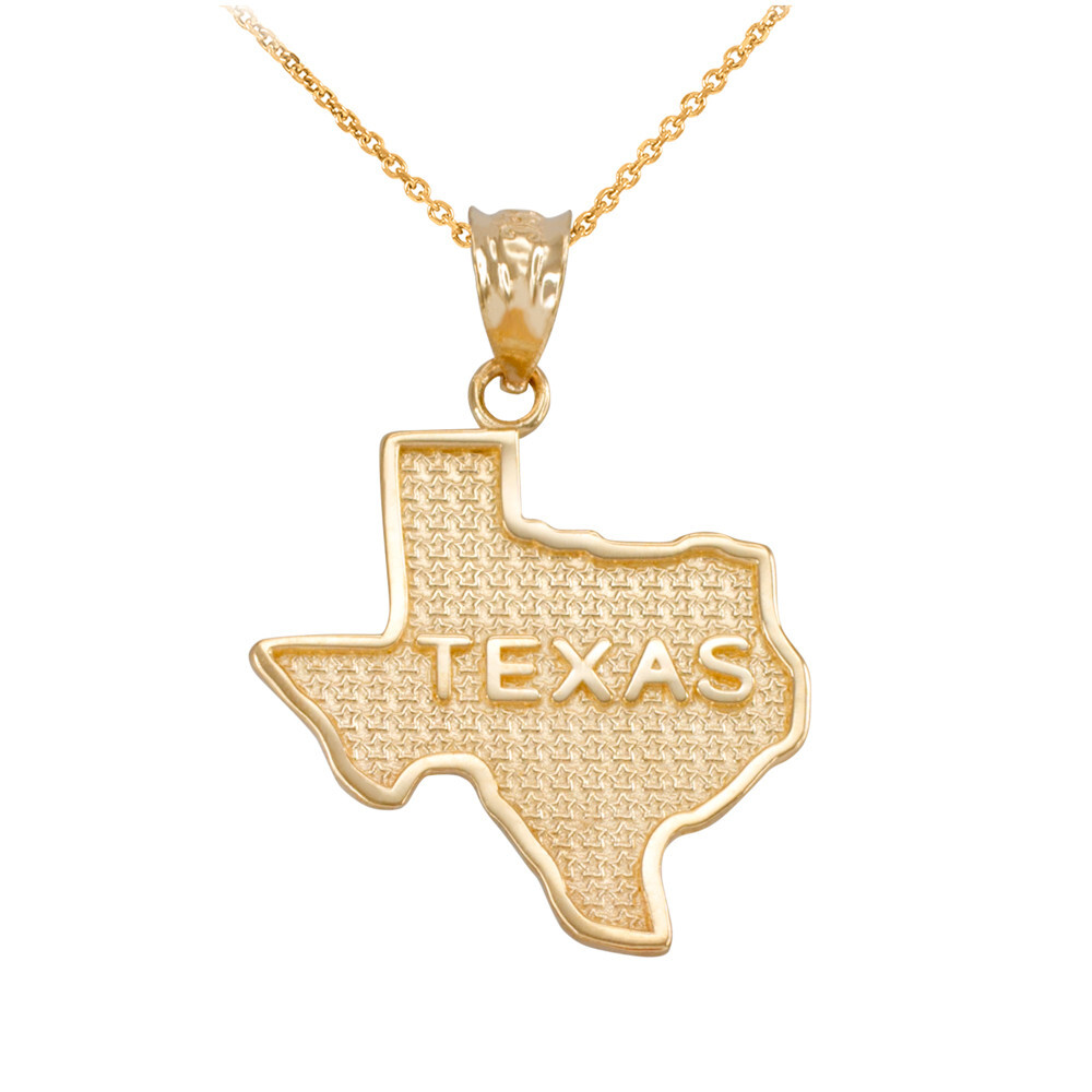 Gold Texas State Map Pendant(Available In Yellow/Rose/White Gold)