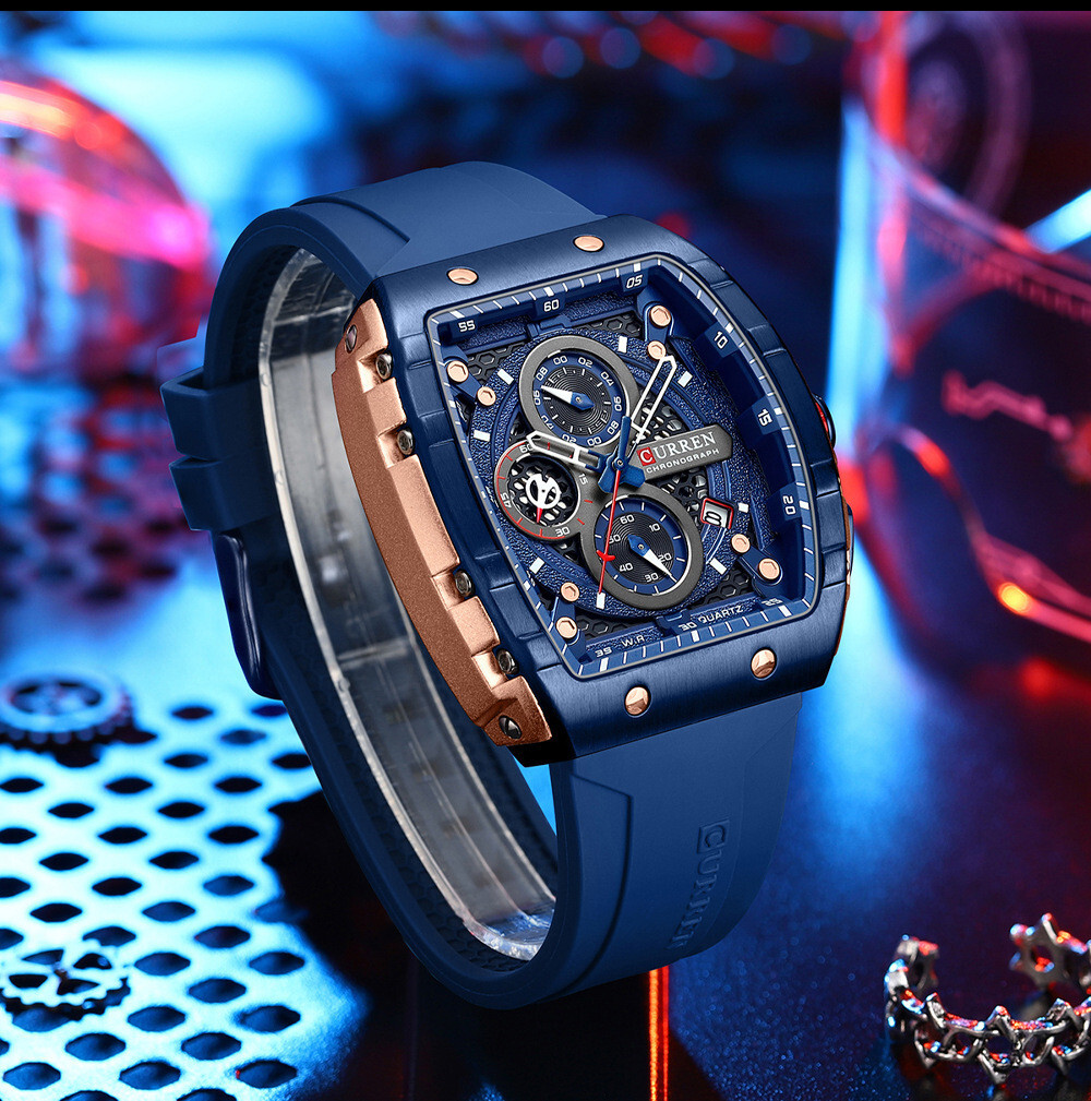 CURREN Men Sport Watch Brand Silicone Wristwatch Big Case Male Quartz Watches