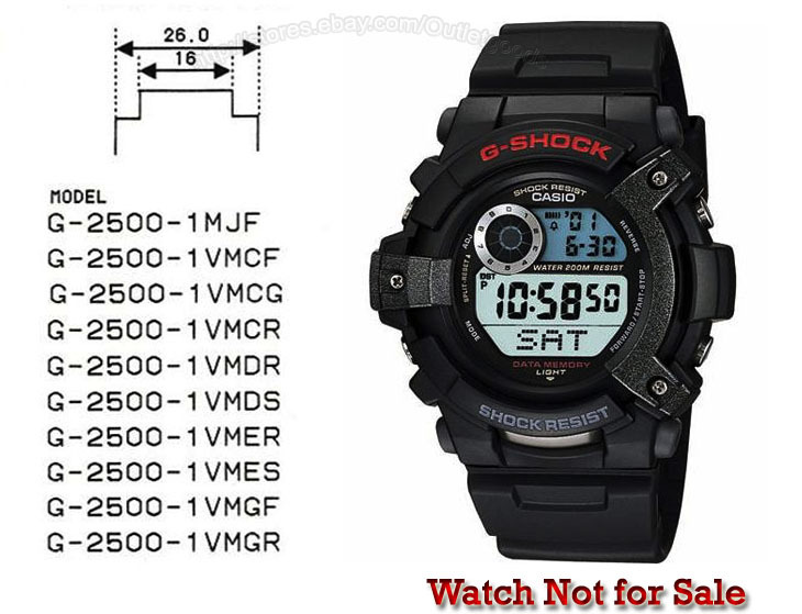 16mm Replacement Watch Band Strap fit Casio G Shock G-2500 Series and DW-9052