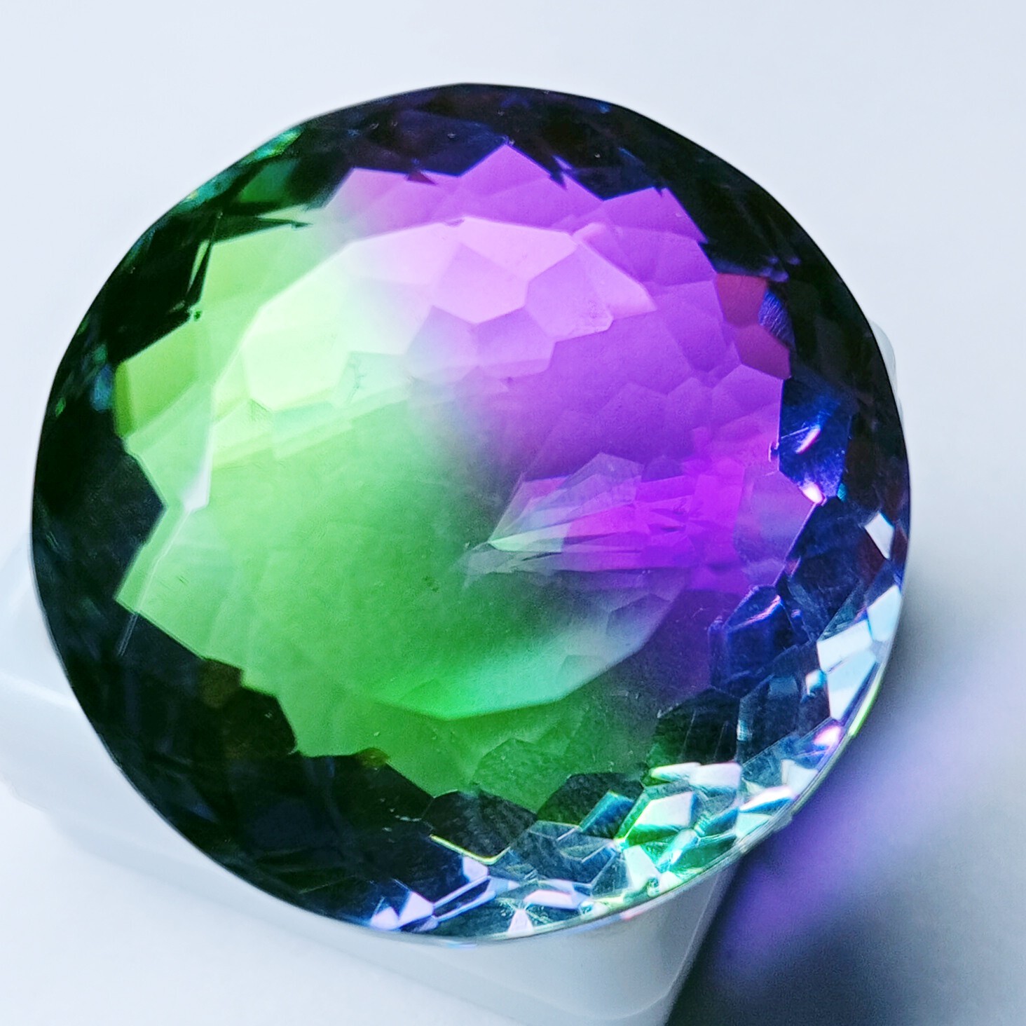 Natural Large Size Tourmaline Bi-Color Round Cut Certified 90.75 Ct Gemstone