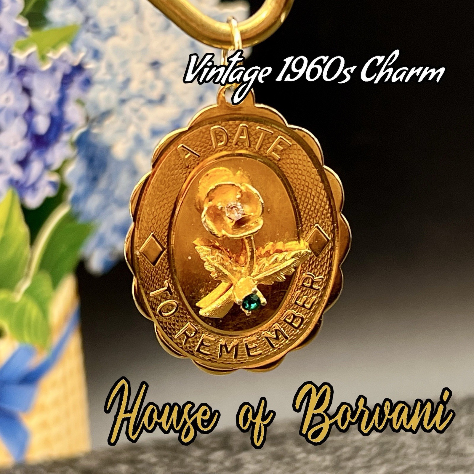 “Date to Remember” ROSE Vintage 1960s HOBCO House of Borvani for Charm Bracelet