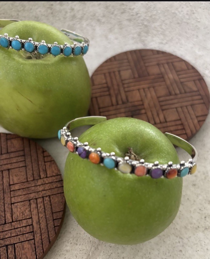 BOHO gift set turquoise, multicolored snake eye simple stone dots vintage