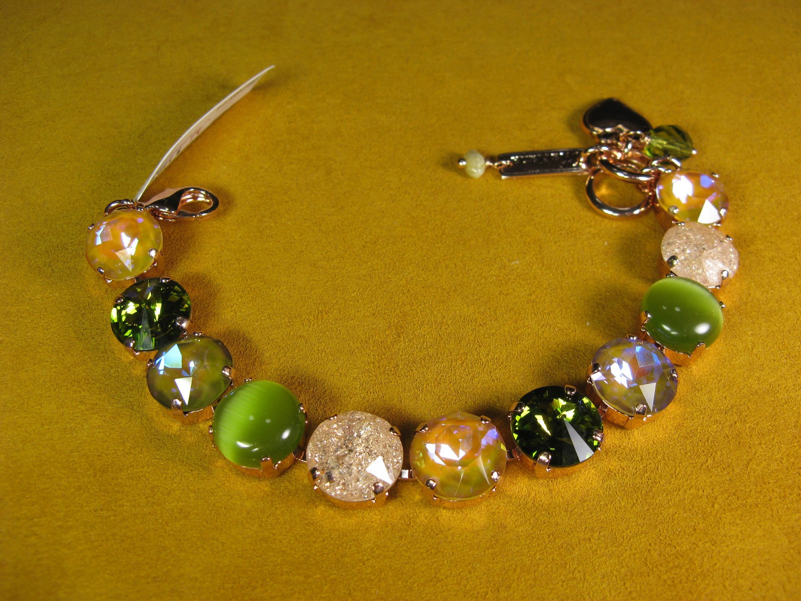 MARIANA BRACELET SWAROVSKI CRYSTALS GREEN ORANGE MULTI COLOR Rose Gold PL Gift