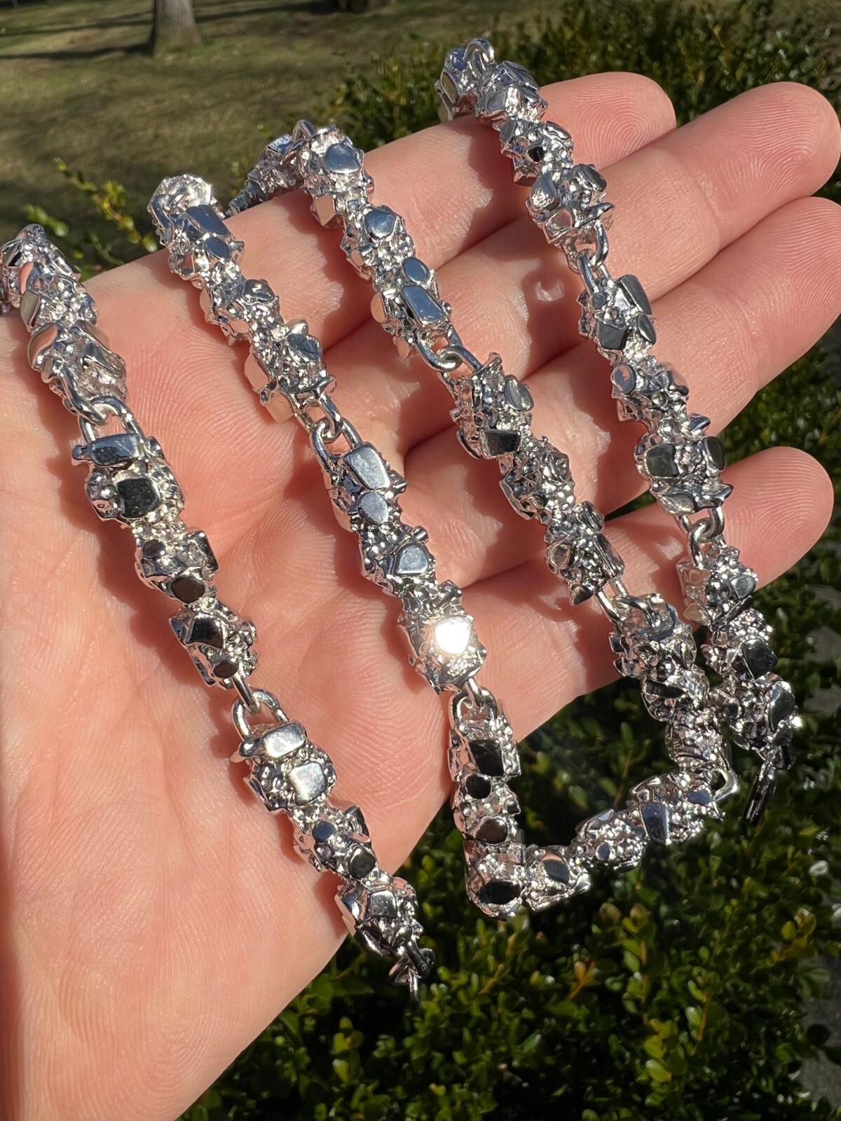 Mens HEAVY Real Solid 925 Sterling Silver Nugget Link Chain Necklace 8mm 18-30″