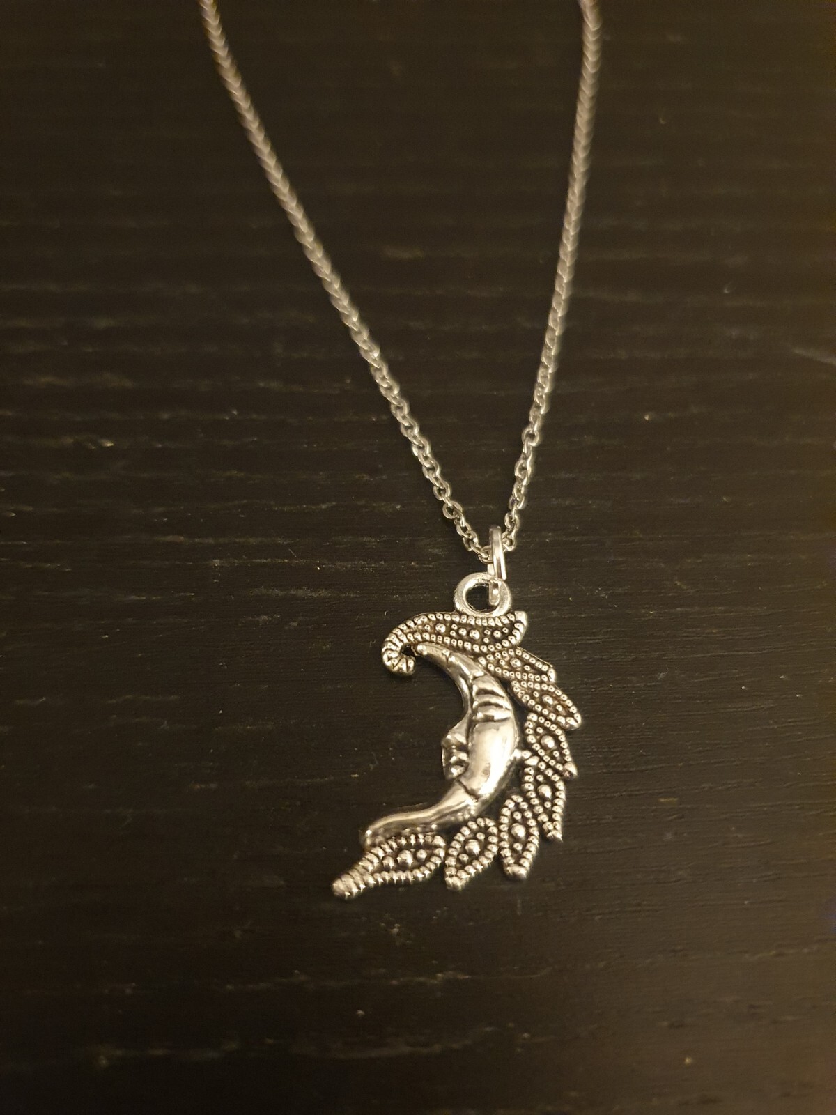 Silver Half Moon Pendant and Necklace! FREE SHIPPING IN USA!