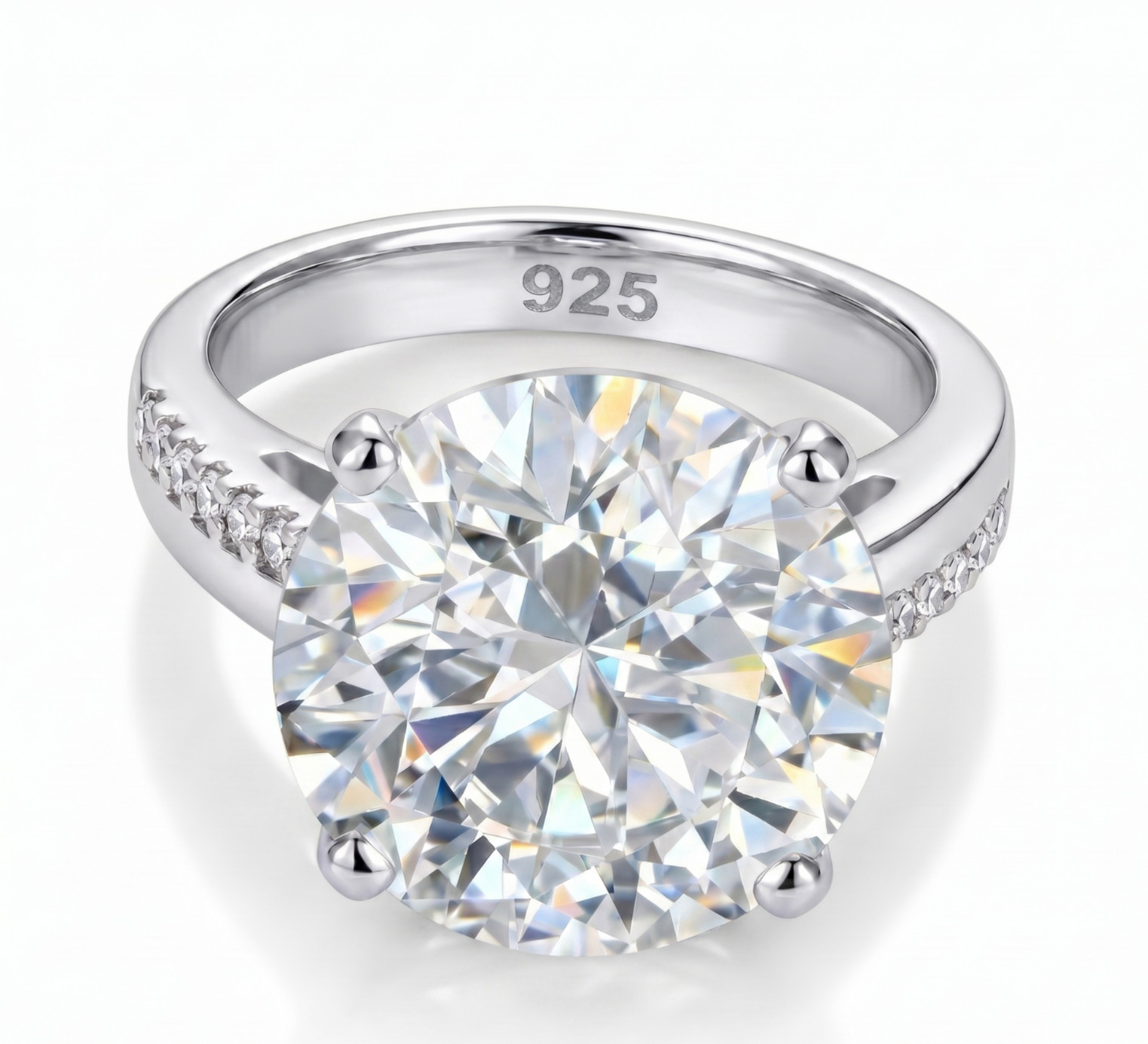6.00 Ct Certified Round Cut White Natural Diamond Ring VVS1 White Gold Finish