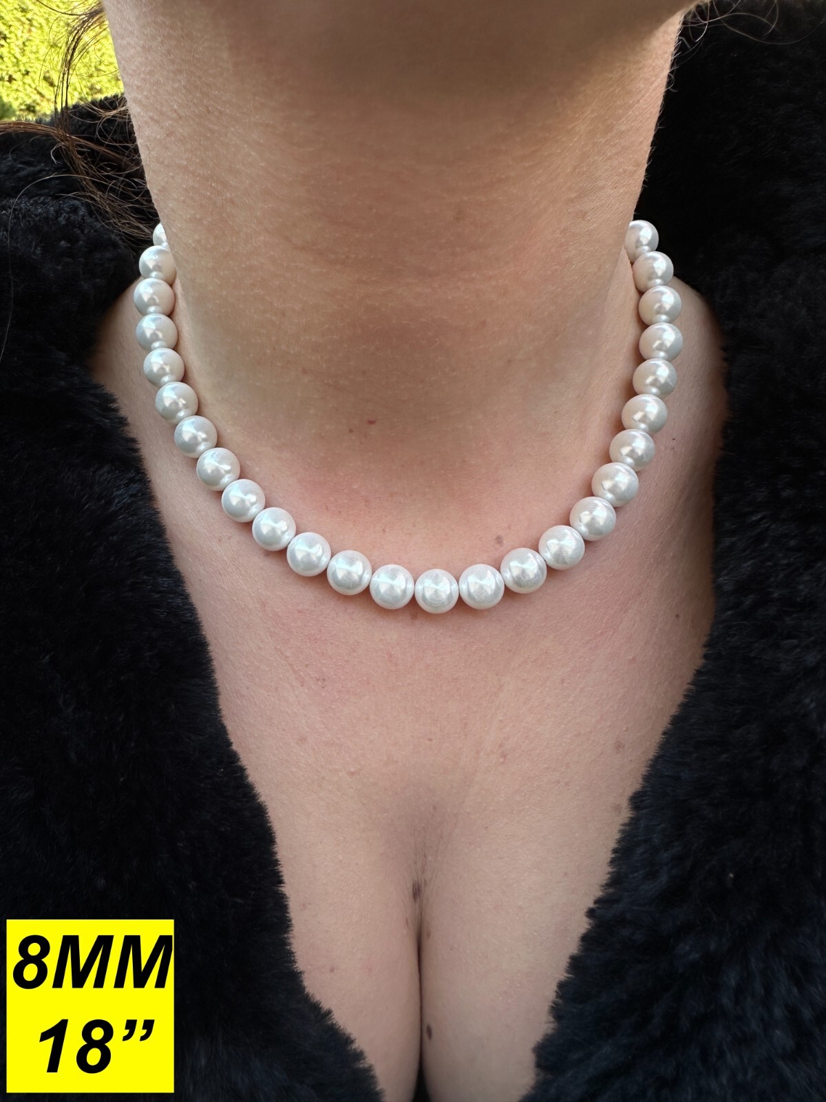 Cultured Pearl Necklace W. Real 925 Silver Clasp For Men Women 4-10mm All Length