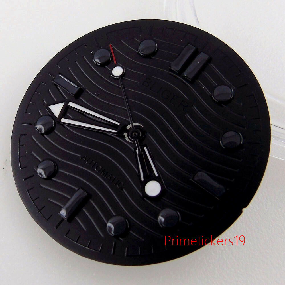 31mm Luminous Black Ripple Dial Hands Set for NH35 NH36 MIYOTA82 ETA2824 2836