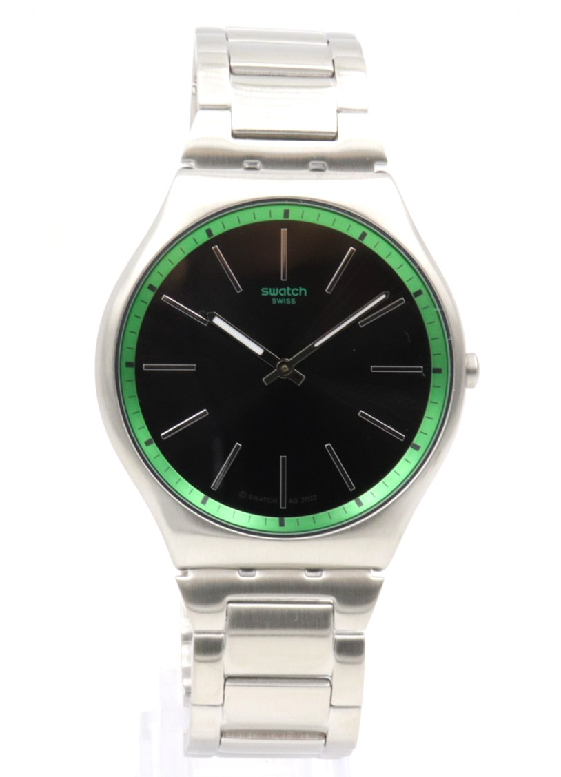 Swiss Swatch Skin Ultra Thin GREEN GRAPHITE Men Steel Watch 42mm SS07S128G $220