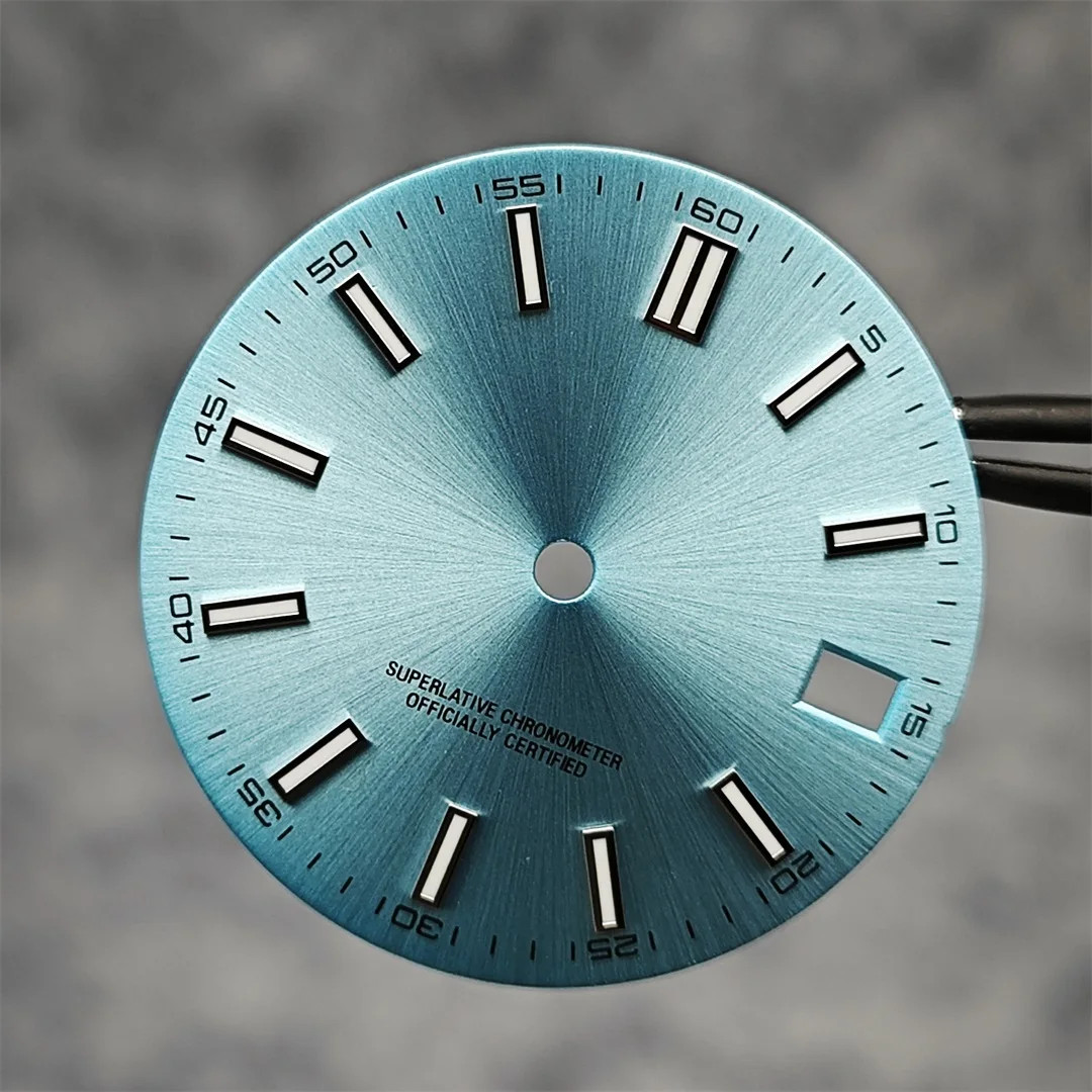 NH35 Watch Dial 28.5mm Log Modified Dial BGW9 Blue Green Luminous Watch Face