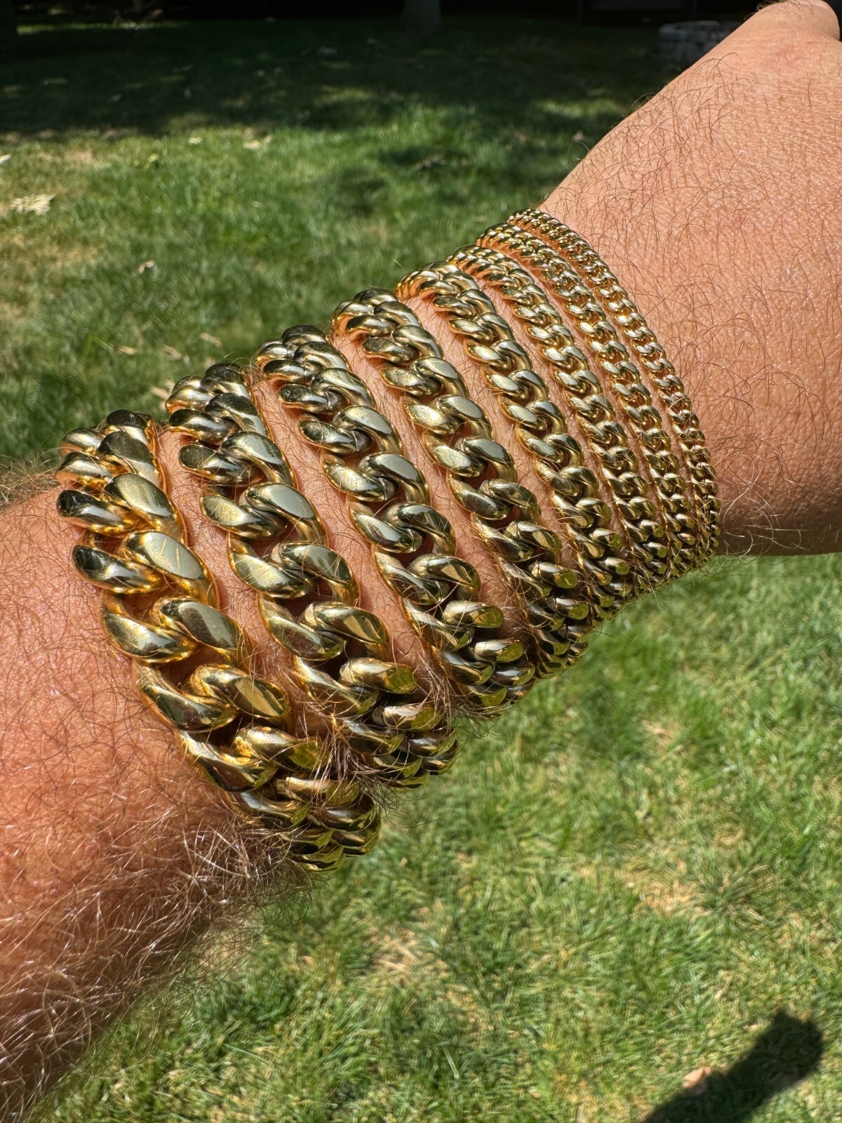 Miami Cuban Link Bracelet 14k Yellow Gold Plated Stainless Steel 4-18mm