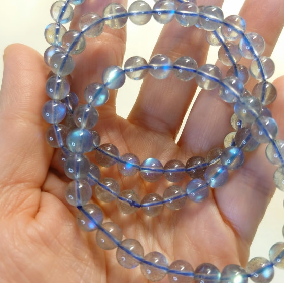 Moonstone Stone Bracelet Natural 7-8mm Gemstone Stretch Energy Bracelet Gift