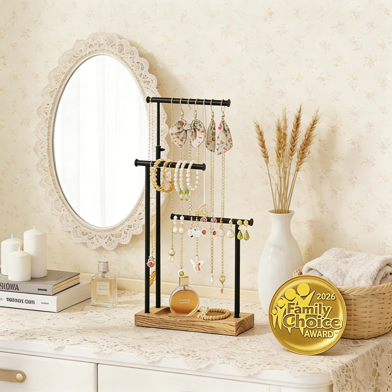 SRIWATANA Jewelry Organizer Stand, Extra Tall Necklace Holder Jewelry Holder, Gi