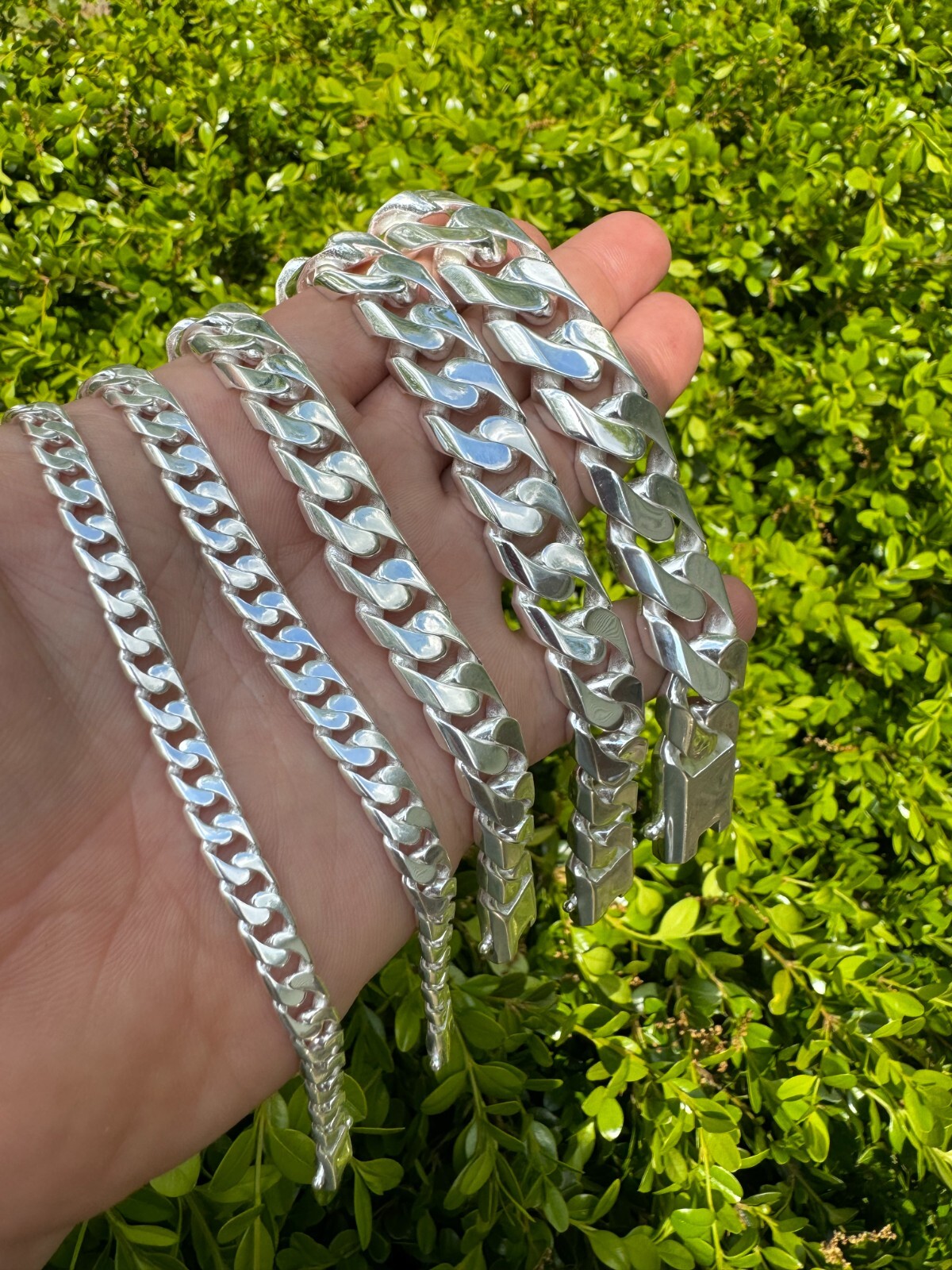 Handmade Miami Cuban Link Chain Necklace / Bracelet Real Solid 925 Silver 6-20mm