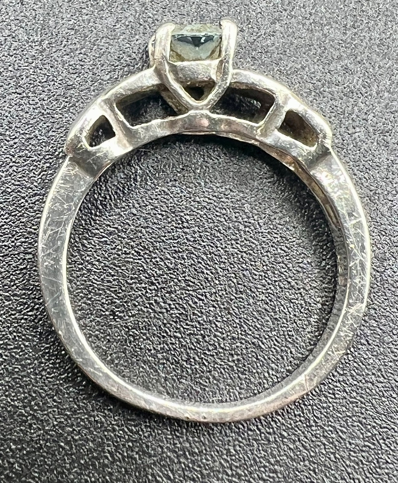 VTG 925 Sterling Natural Green Sapphire Ring Heavily Included Corundum Sz 6.5