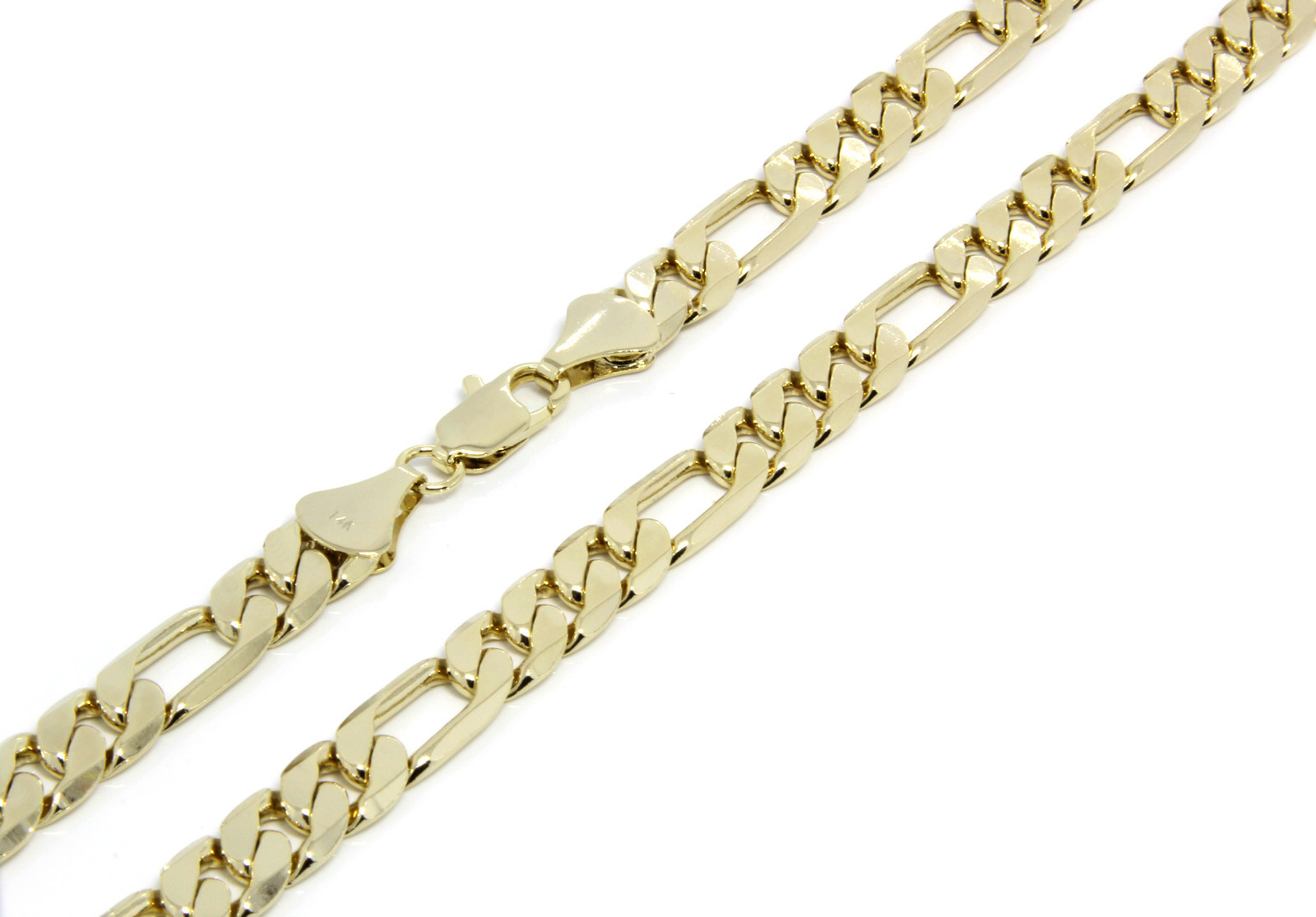 Mens 14K Gold Plated 3mm To 12mm Figaro Link Necklace Chain 24 Or 30 Inch