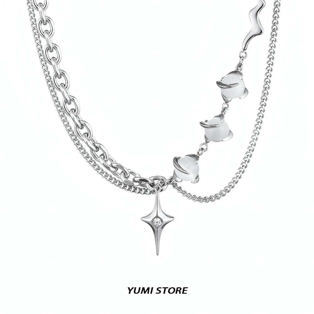 Titanium Steel Natural Zircon Cross Necklace For Man Woman Hip-Hop Clavicle Swea