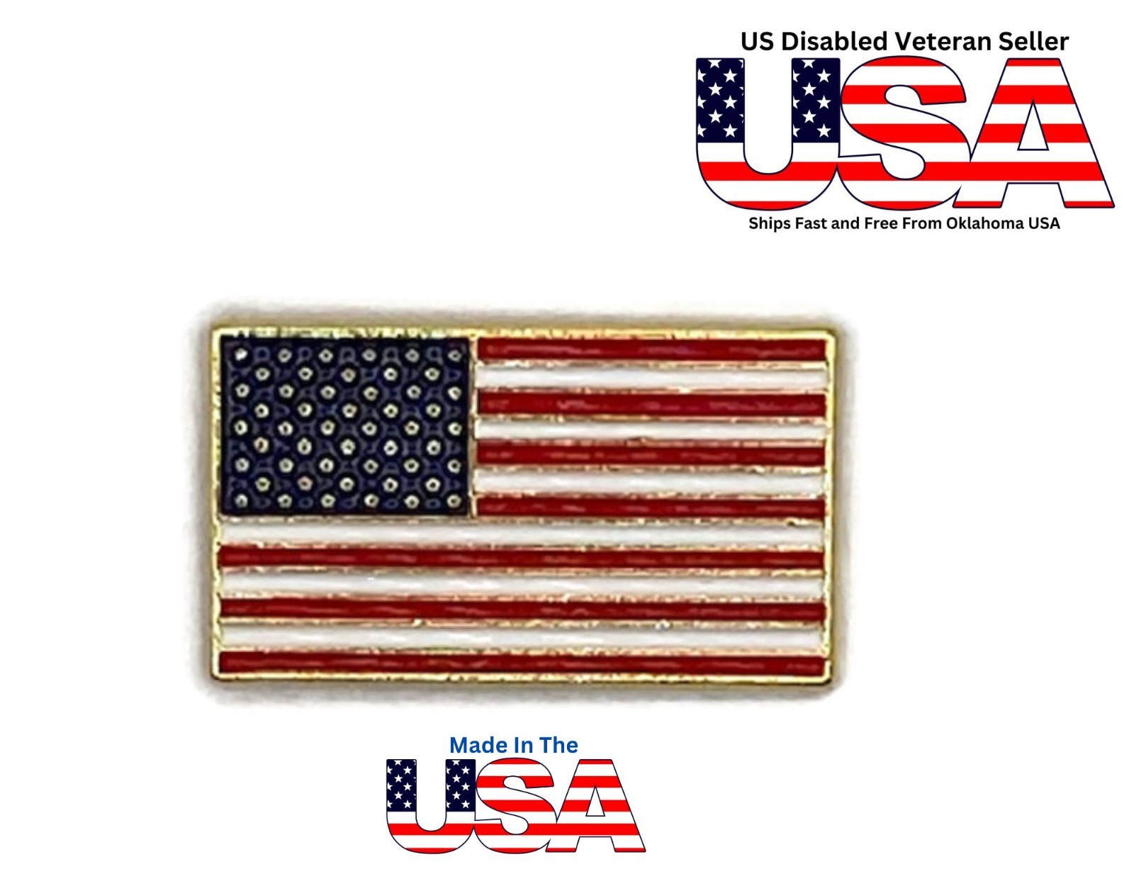 US Flag American Flag Lapel Pin Tie Tack Hat Pin Made In USA Ships Free