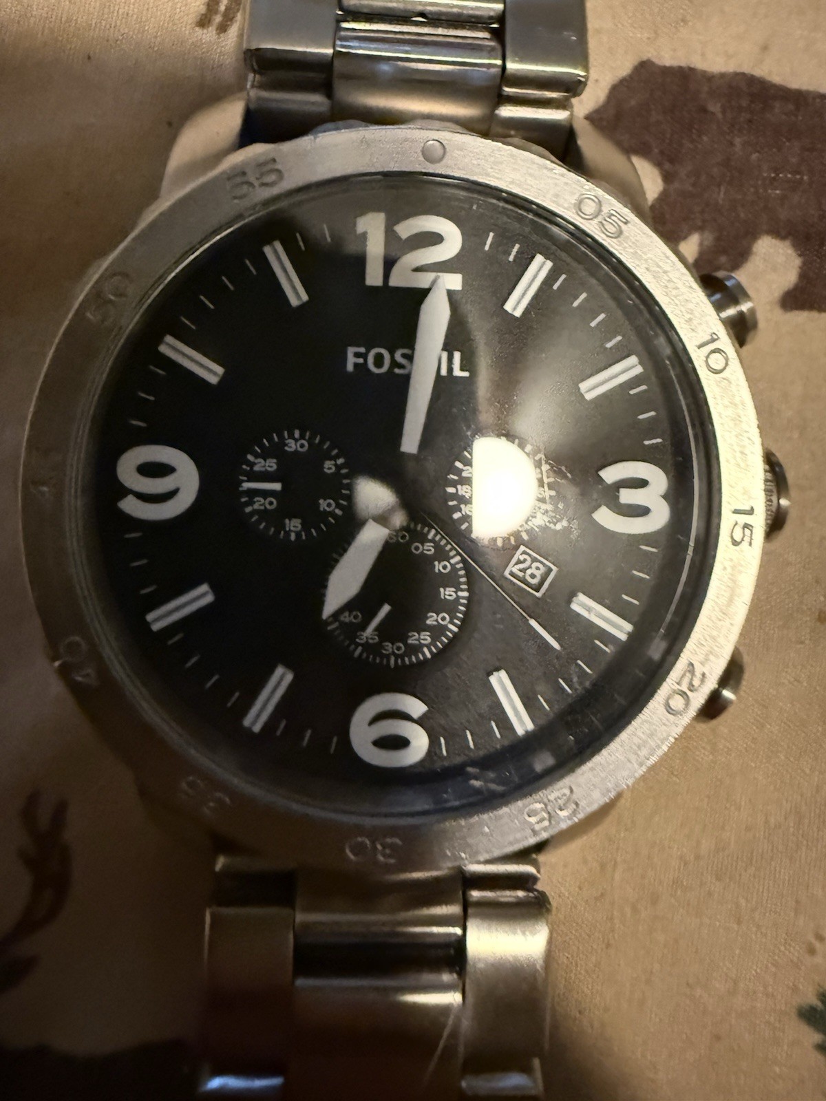 Fossil JR1353 Nate Chronograph Black Dial