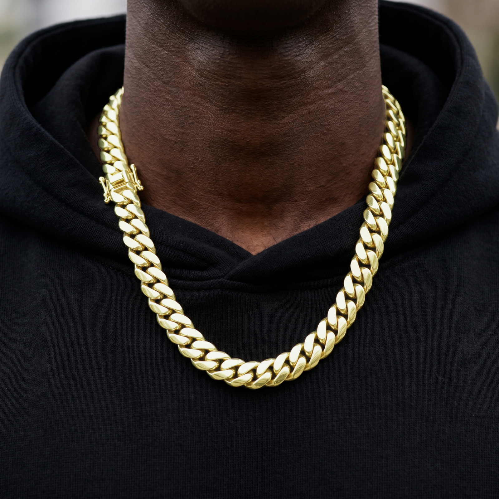 14k Gold Plated Stainless Steel Cuban Link Chain Necklaces and Bracelet for Men