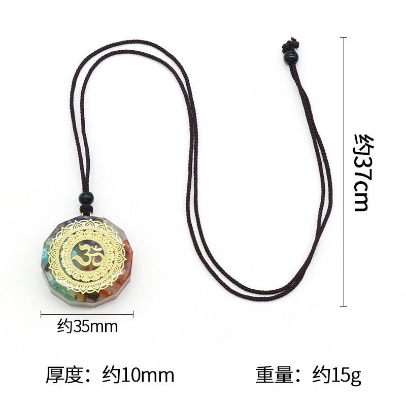 7 Chakra Necklace with Magnetic Energy Talisman – Natural Crystal Resin Pendant