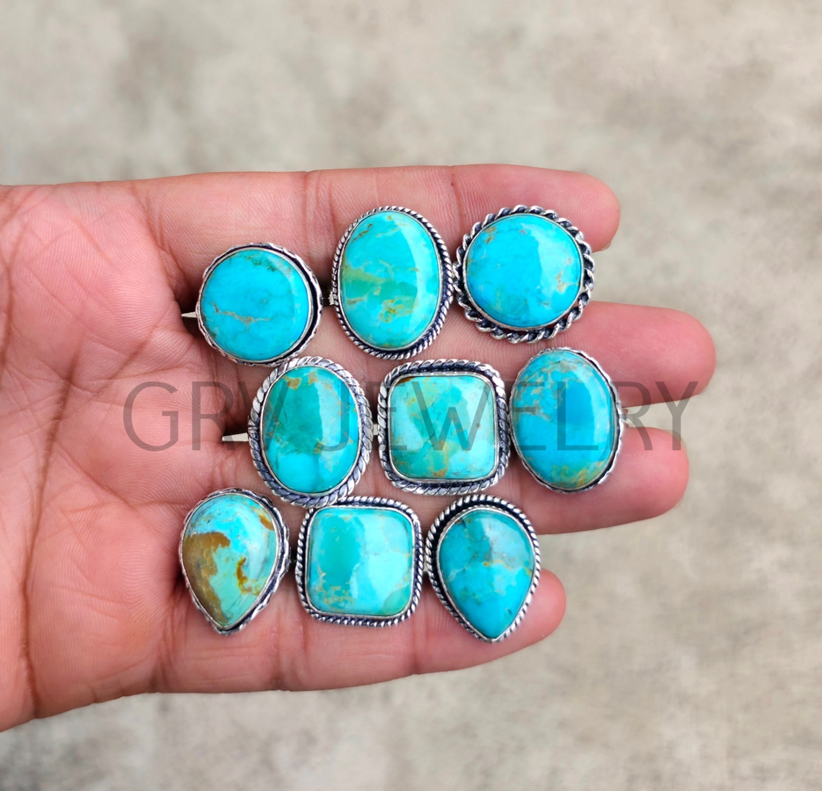 1-500 Pcs Chrysoprase In Wholesale Stone Rings Lot Bulk: Silver Plated Whr-80