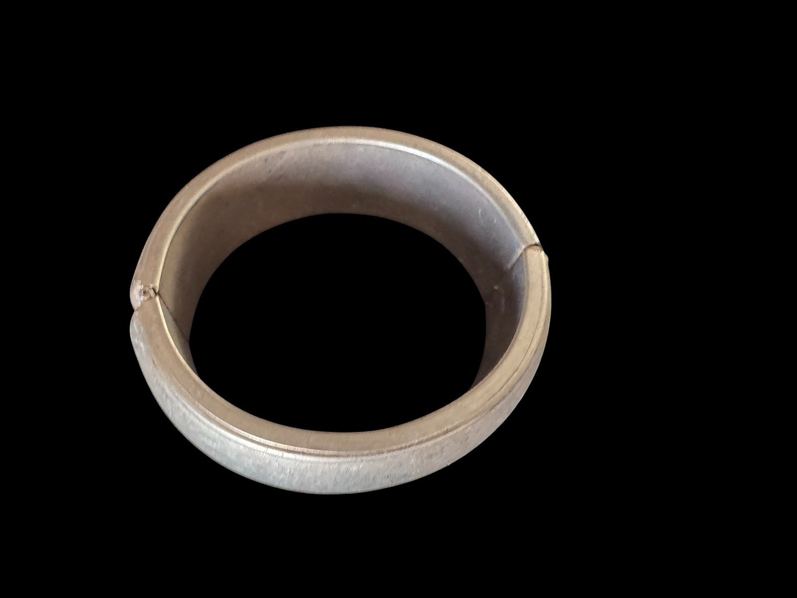 Vintage Gold Tone Wide Hinged Clamper Bracelet Brushed Satin Finish Mid Century