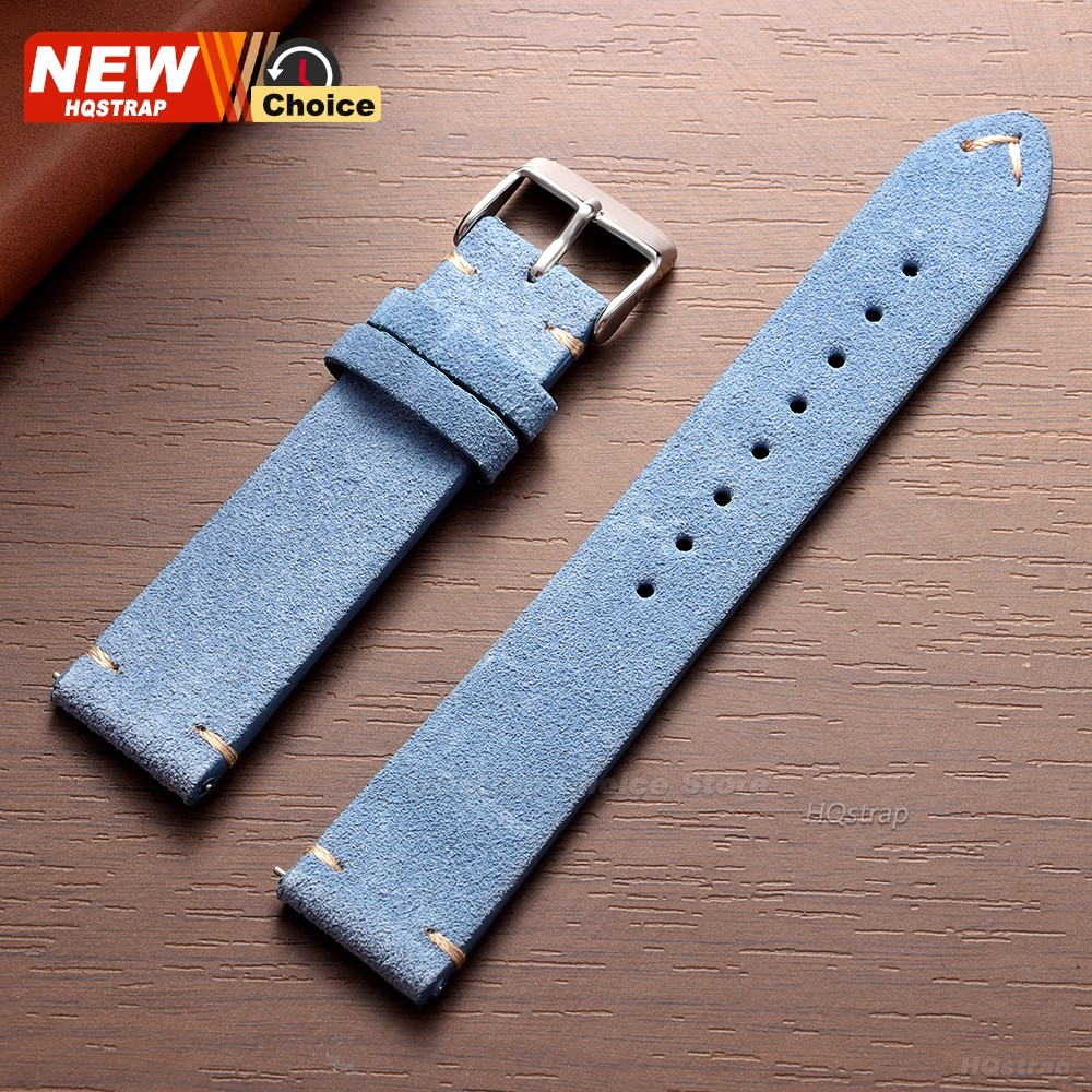 18 19 20 21 22 MM Soft Suede Leather Vintage Strap Watch Band Quick Release