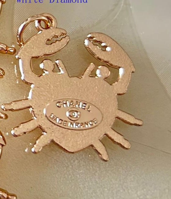 Designer Pendant, Gold Tone Red Crab Pendant with faux Pink Diamonds