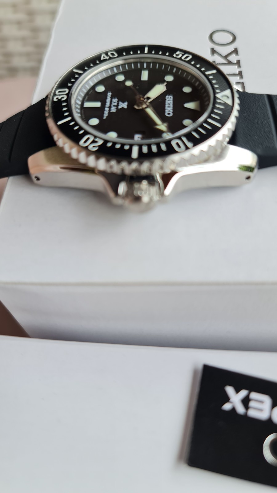 SEIKO ProspeX SNE573P1 Solar Divers 200m Watch Rubber V147 Black Rubber Date NOS