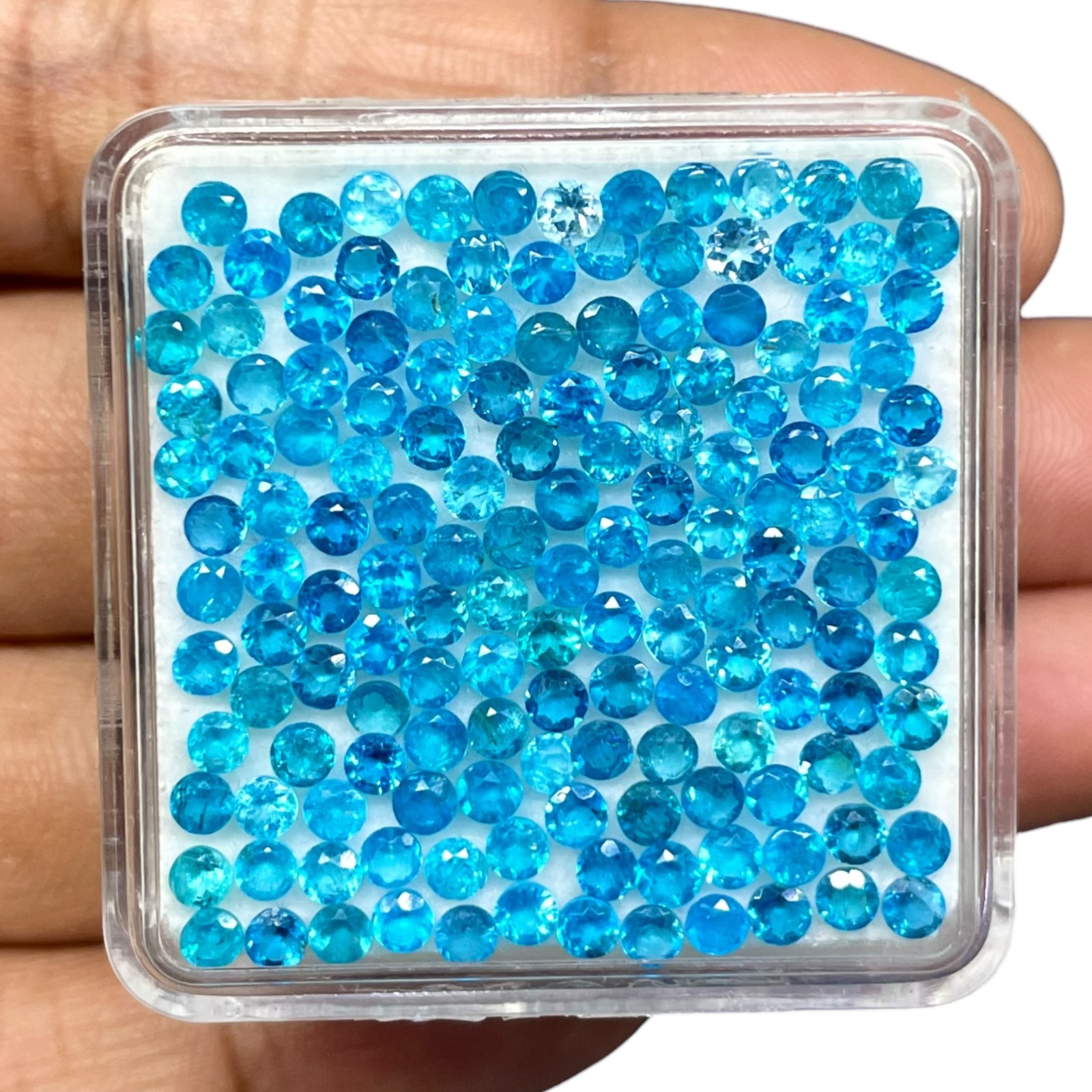 50 Pcs Natural Neon Apatite 2.7mm Round Cut Loose Untreated Gemstones Lot