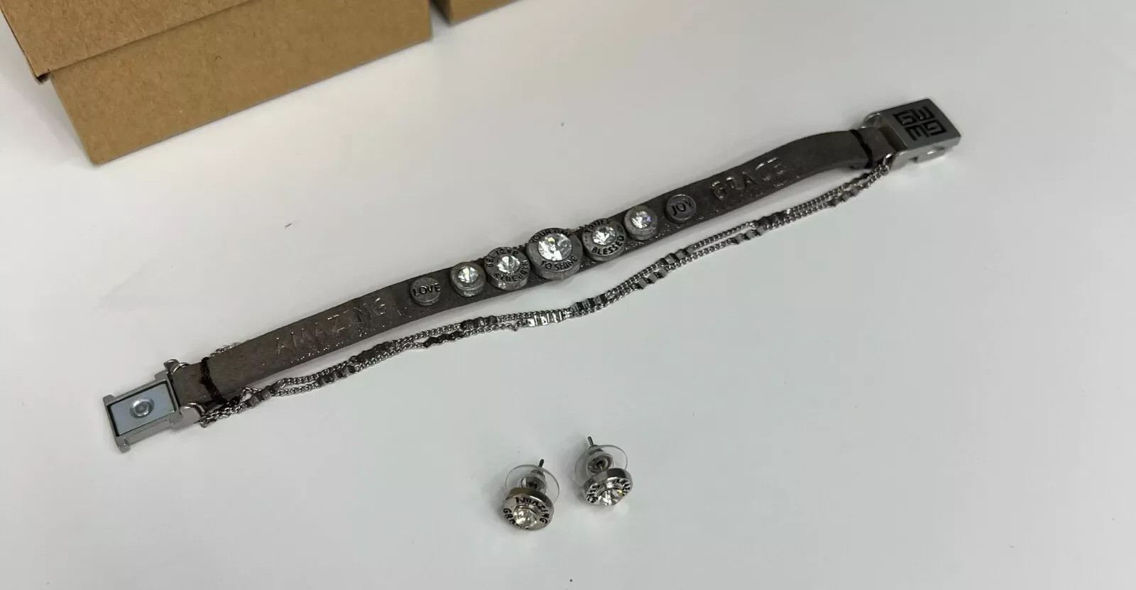 Good Work(s) “Queen” Earrings & 5-Row Bracelet Set, LOT of 5, HSN retail $300