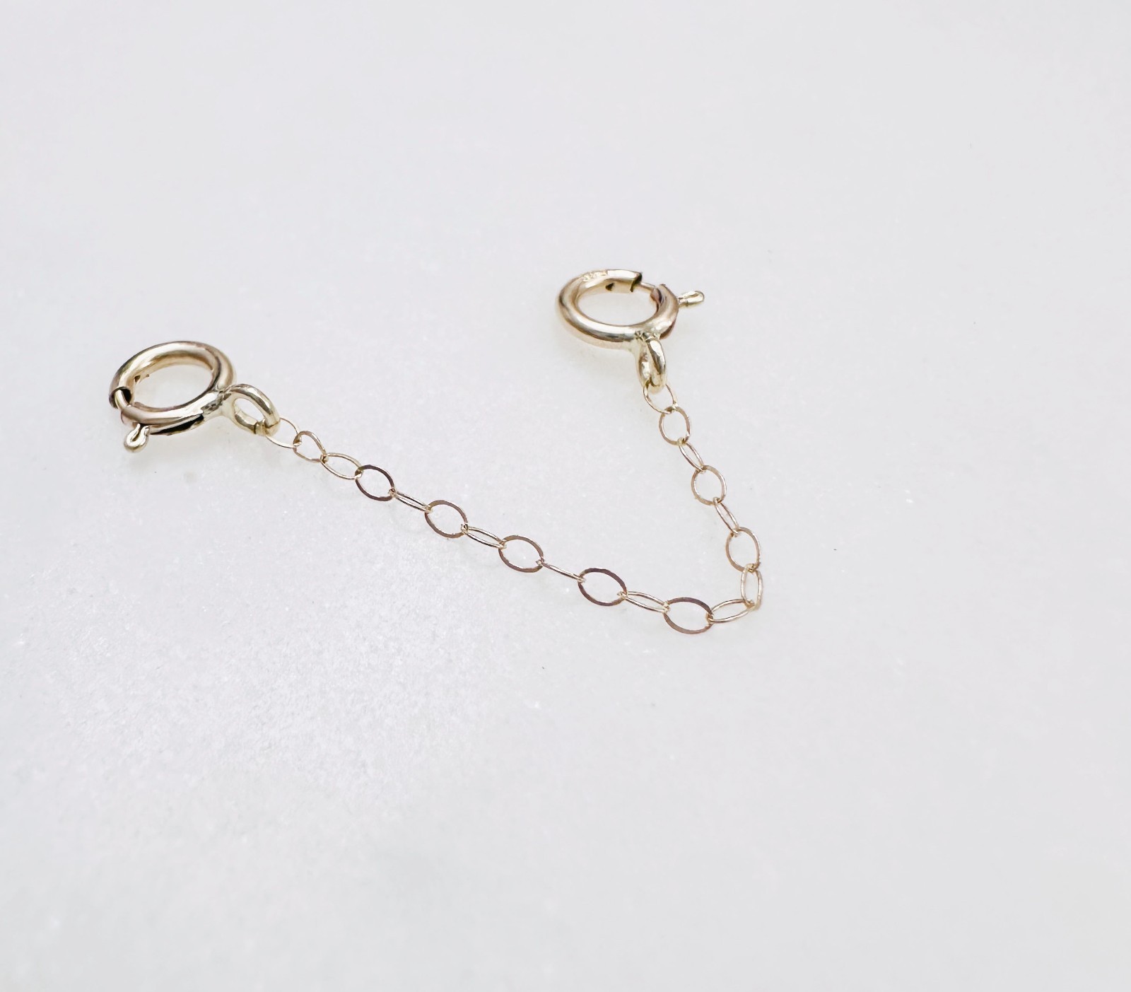 14K Solid Yellow Gold Thin Cable Link Safety Chain Extension w/Dual Clasps, 1.5″